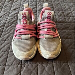Adidas Cloudfoam Pure 2.0 Kids Grey Pink Running Shoes GW4104 Size 11K